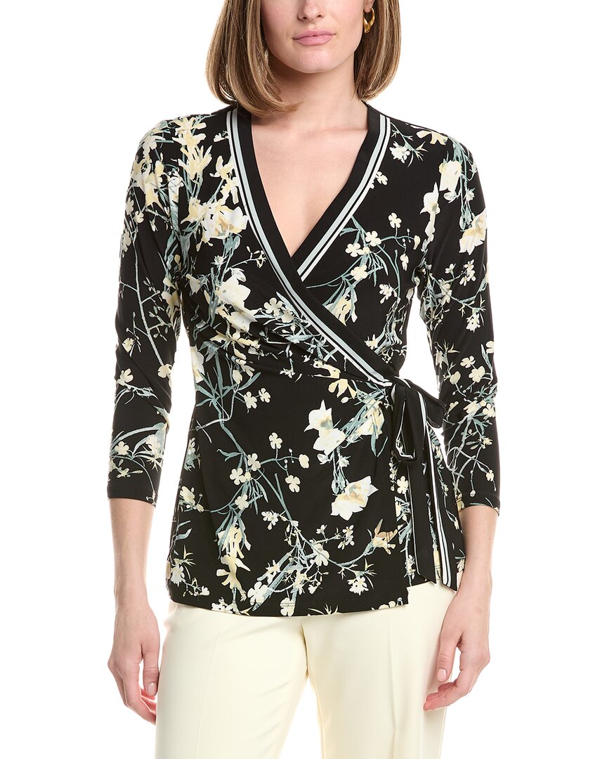 Anne Klein 3/4-Sleeve Front Banded Wrap Top