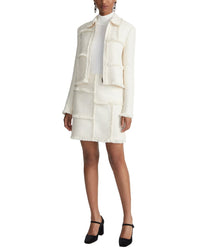 Lafayette 148 New York Fringed Patchwork Mini Skirt