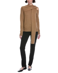 Oscar De La Renta Side Shoulder Tie Wool Sweater