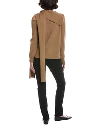 Oscar De La Renta Side Shoulder Tie Wool Sweater