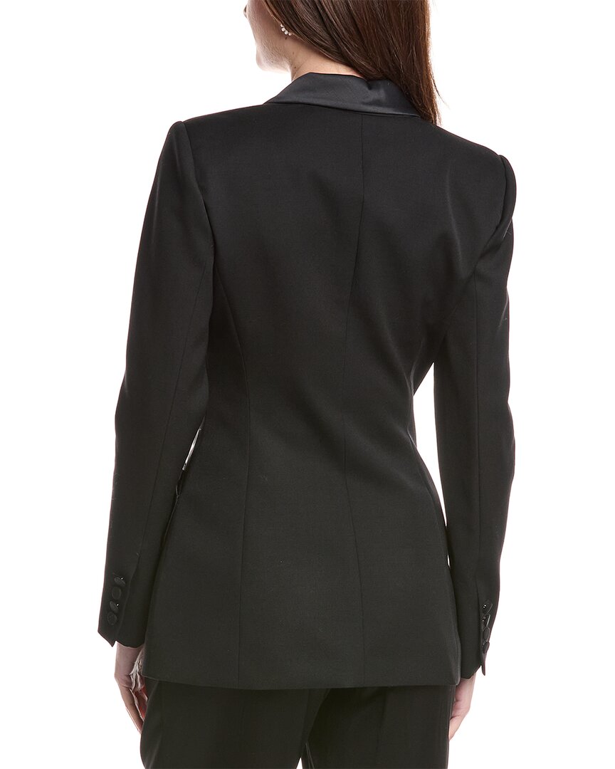 Oscar de La Renta Peplum Waist Grain de Poudre Wool-Blend Jacket