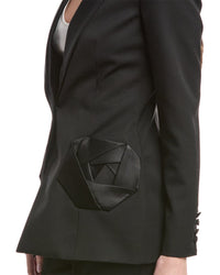 Oscar De La Renta Peplum Waist Grain De Poudre Wool-Blend Jacket