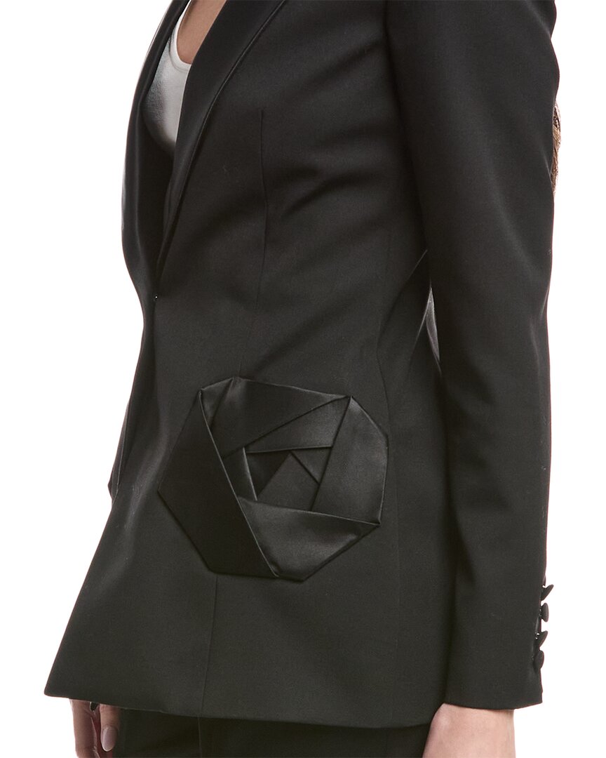 Oscar De La Renta Peplum Waist Grain De Poudre Wool-Blend Jacket