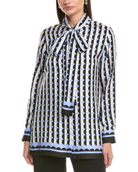 Oscar De La Renta Mini Geo Silk Blouse