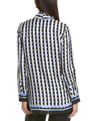 Oscar De La Renta Mini Geo Silk Blouse