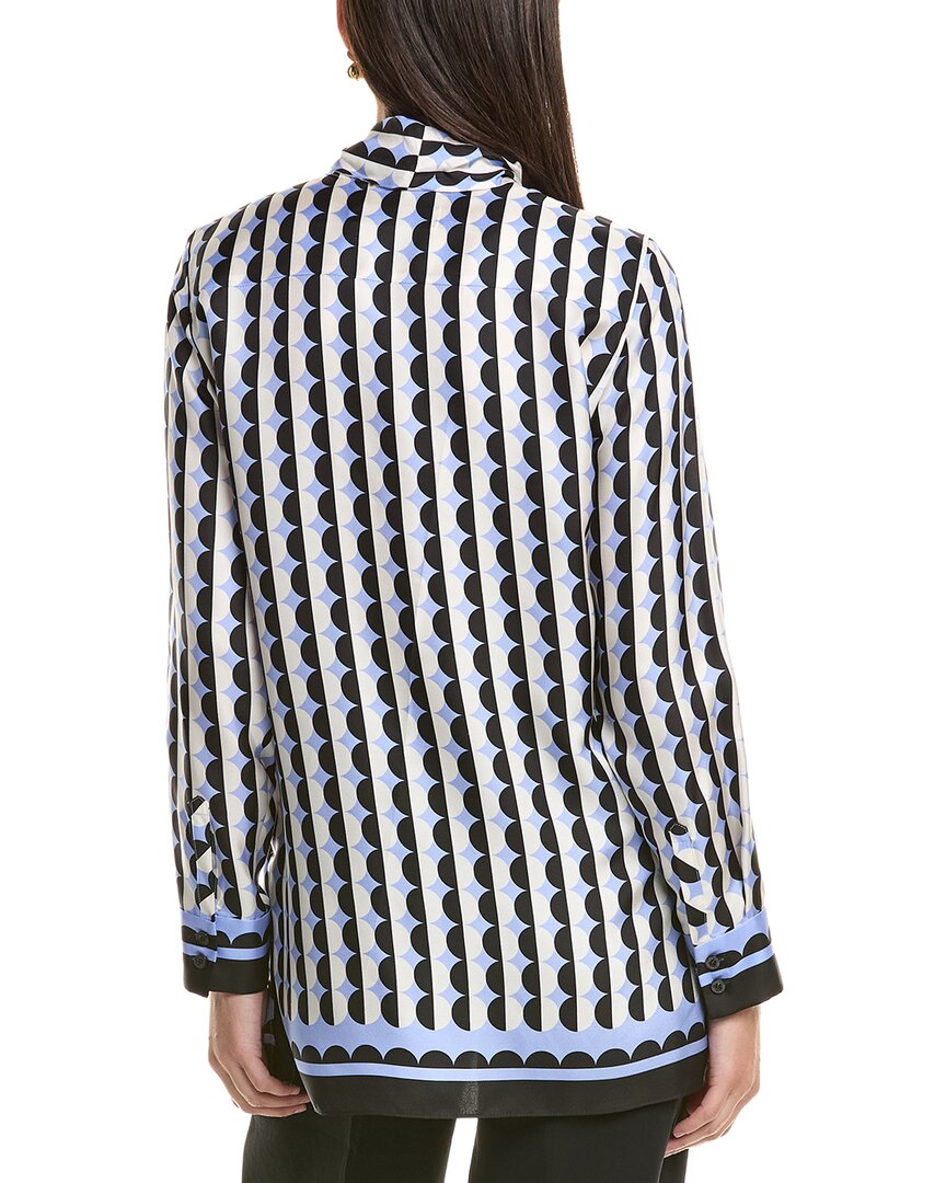 Oscar De La Renta Mini Geo Silk Blouse
