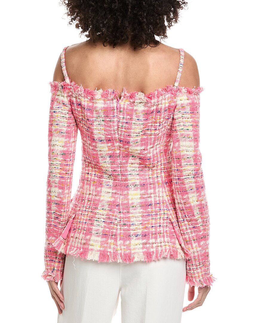 Oscar De La Renta Off-Shoulder Silk-Lined Wool-Blend Top