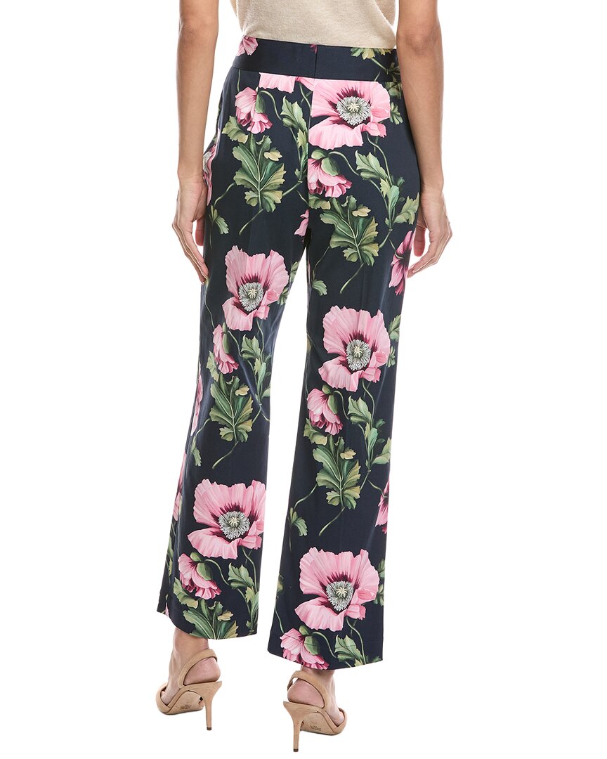 Oscar De La Renta Zip Front Flare Leg Poppies Cott
