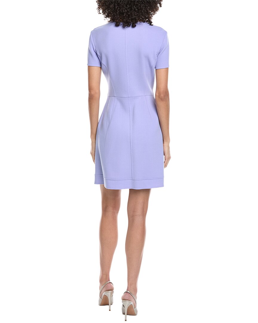 Oscar De La Renta Zip Front Silk-Lined Wool-Blend Shift Dress