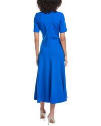 Oscar De La Renta Wave Detail Stretch Wool-Blend Maxi Dress