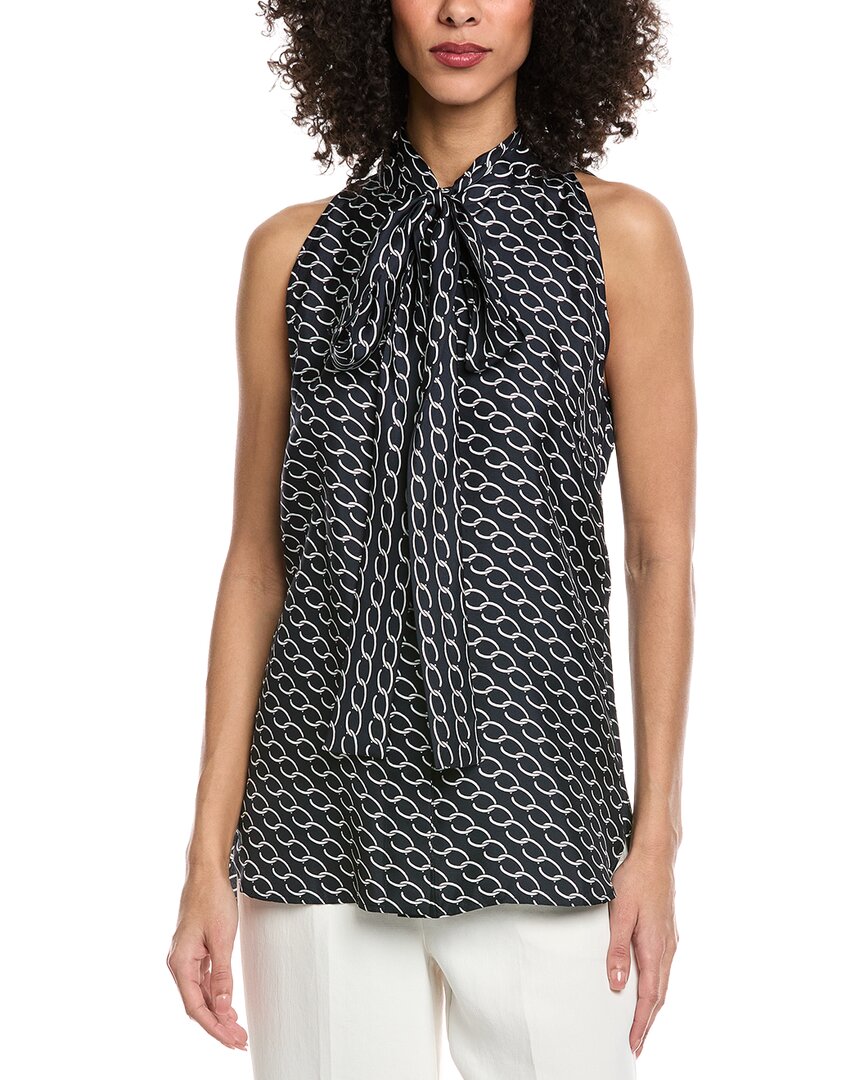 Oscar De La Renta Small Oscar Chain Silk Top