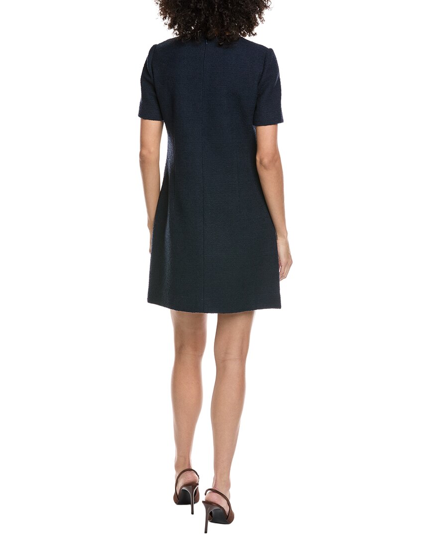 Oscar De La Renta Floral Detail Tweed Silk-Lined Wool-Blend Shift Dress