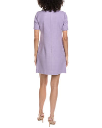 Oscar De La Renta Floral Detail Tweed Silk-Lined Wool-Blend Shift Dress