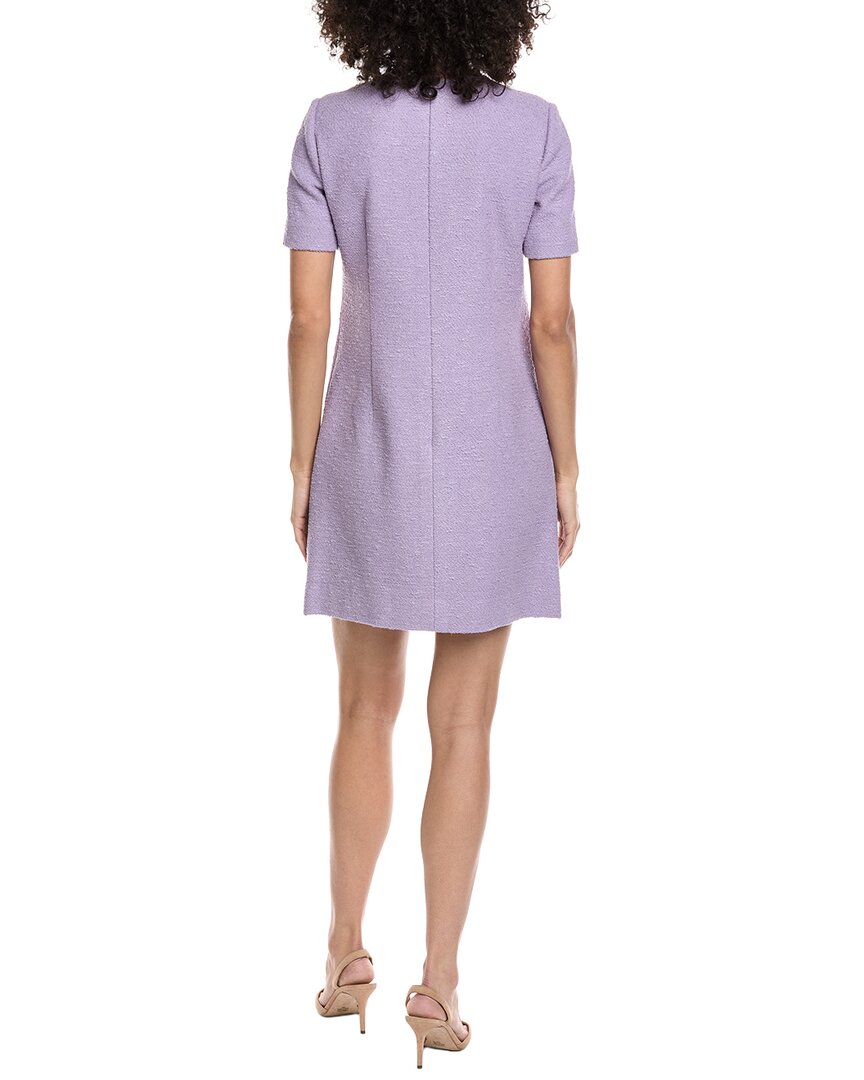 Oscar De La Renta Floral Detail Tweed Silk-Lined Wool-Blend Shift Dress