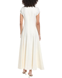 Oscar De La Renta Floral Cut Out Silk-Lined Wool-Blend Maxi Dress