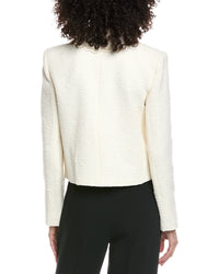 Oscar De La Renta Floral Detail Tweed Silk-Lined Wool-Blend Jacket