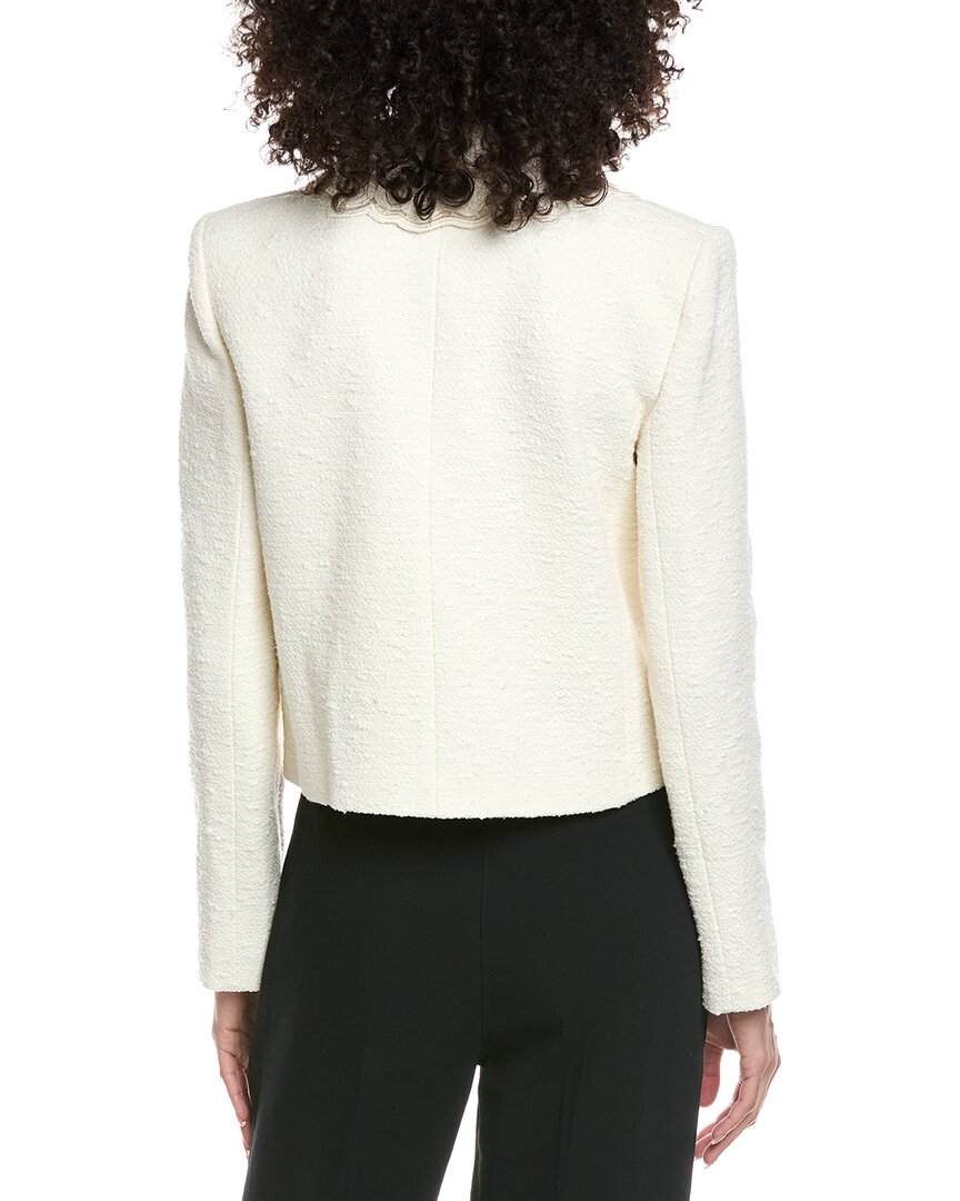 Oscar De La Renta Floral Detail Tweed Silk-Lined Wool-Blend Jacket