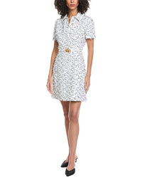 Oscar De La Renta Eyelash Tweed Silk-Lined Shift Dress