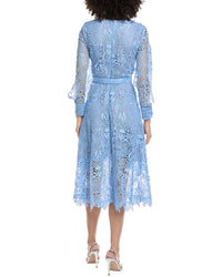 Oscar De La Renta Bellflower Guipure Silk-Lined Midi Dress