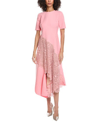 Oscar De La Renta Bellflower Guipure Silk-Lined Wool-Blend Maxi Dress