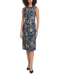 Oscar De La Renta Zip Front Stretch Denim Midi Dress