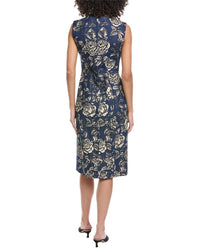 Oscar De La Renta Zip Front Stretch Denim Midi Dress