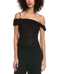 Oscar De La Renta Drape Sweetheart Floral Top