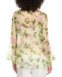 Oscar De La Renta Tie-Detail English Roses Silk Top