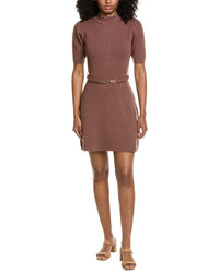 Fate Gold Clasp Belt Detail Mock Neck Sweaterdress