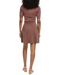 Fate Gold Clasp Belt Detail Mock Neck Sweaterdress