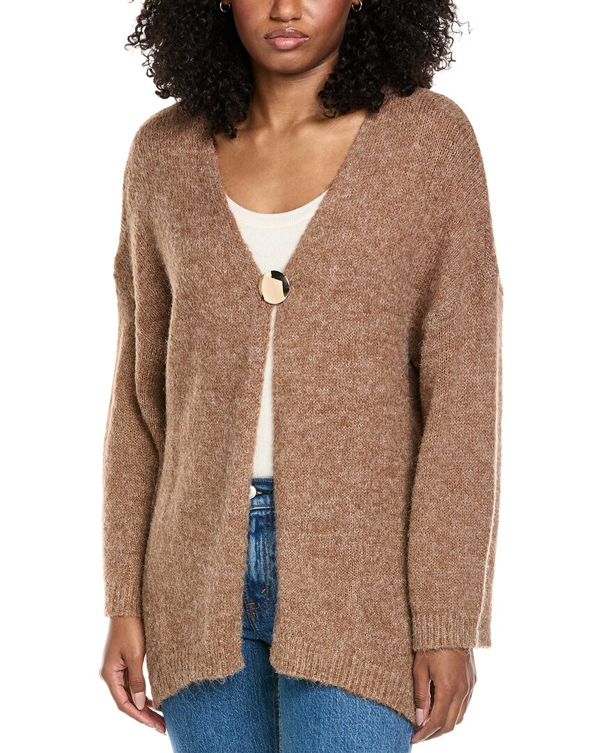 Fate Asymmetrical Hem Fuzzy Knit Wool-Blend Cardigan