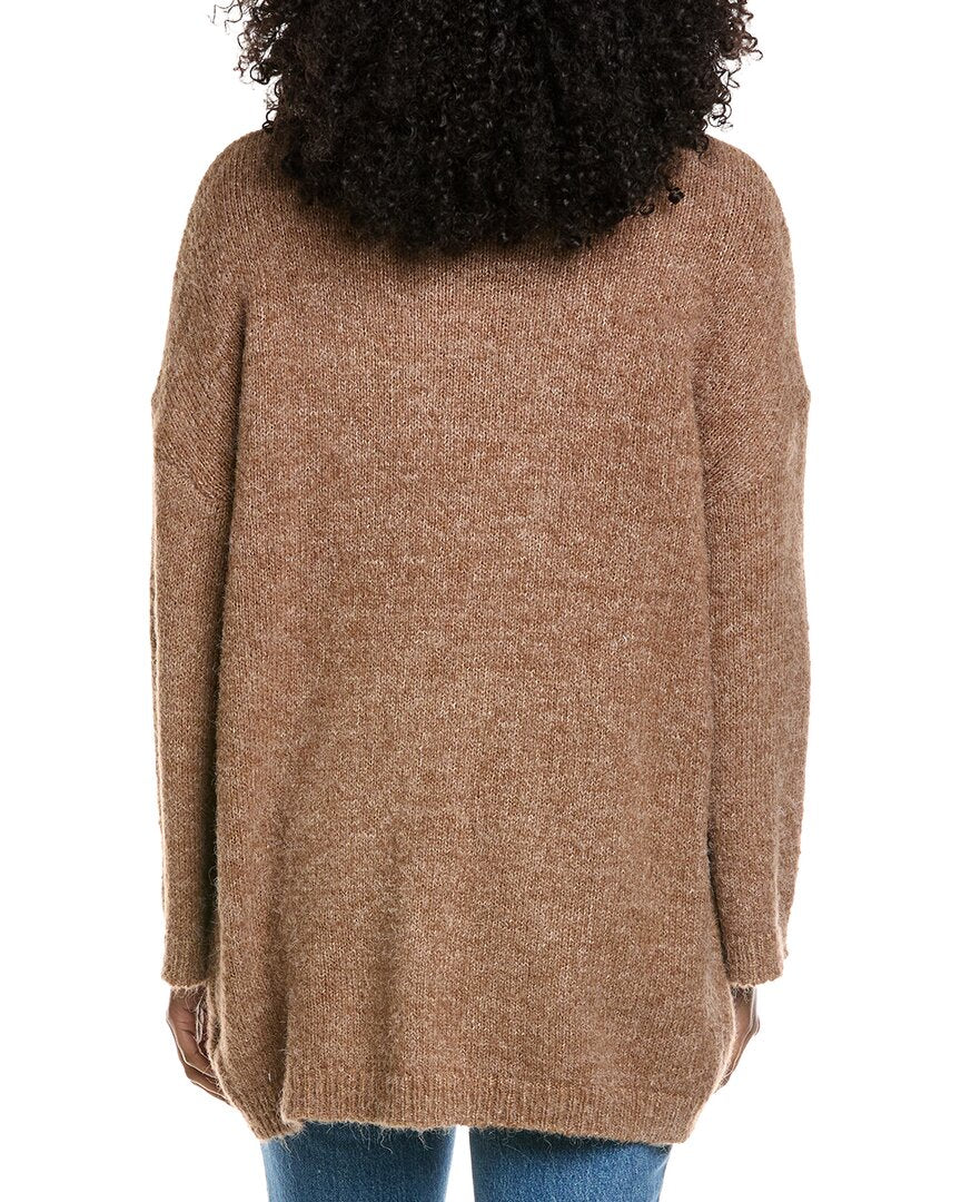 Fate Asymmetrical Hem Fuzzy Knit Wool-Blend Cardigan