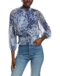 Laundry By Shelli Segal Printed Smocked Blouse