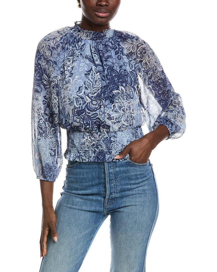 Laundry By Shelli Segal Printed Smocked Blouse