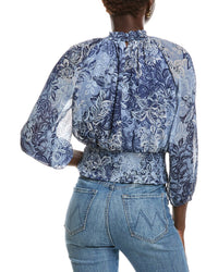 Laundry By Shelli Segal Printed Smocked Blouse