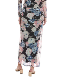 Laundry By Shelli Segal Bouquet Printed Ruched Midi Skirt