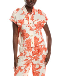Laundry By Shelli Segal Blossoming Linen-Blend Camp Shirt