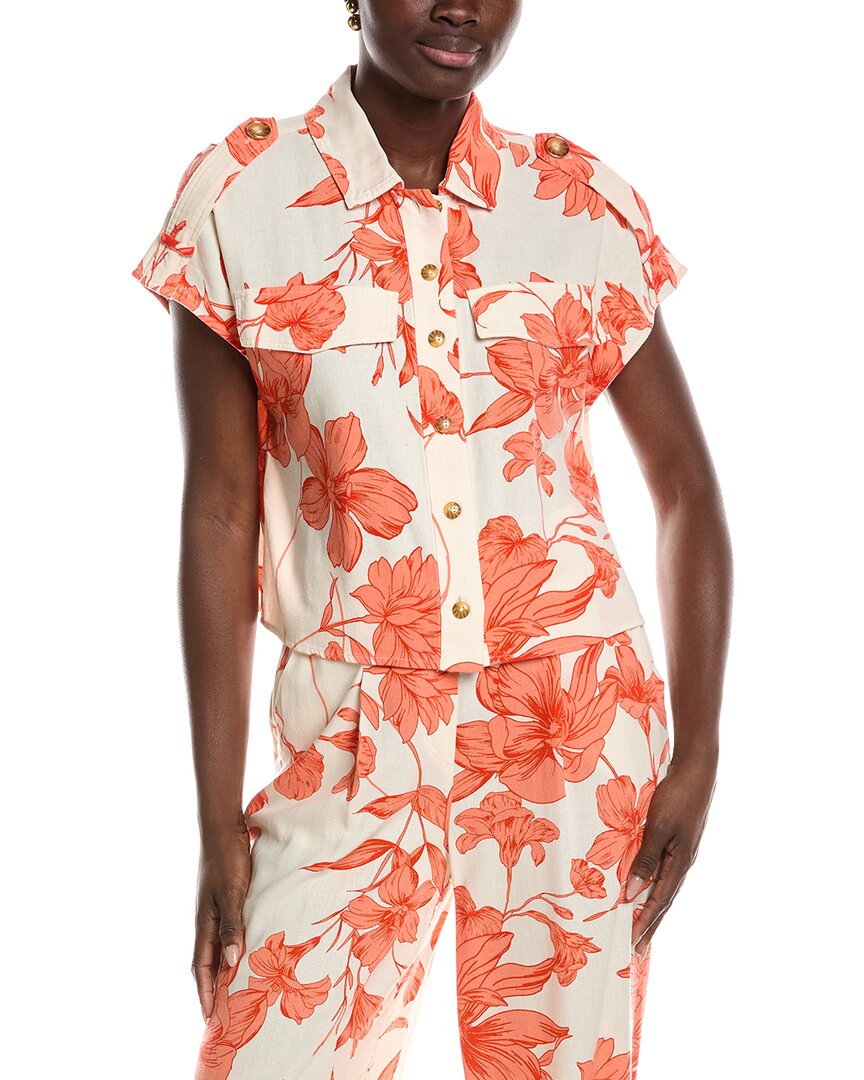 Laundry By Shelli Segal Blossoming Linen-Blend Camp Shirt