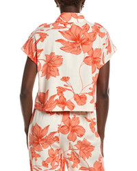 Laundry By Shelli Segal Blossoming Linen-Blend Camp Shirt