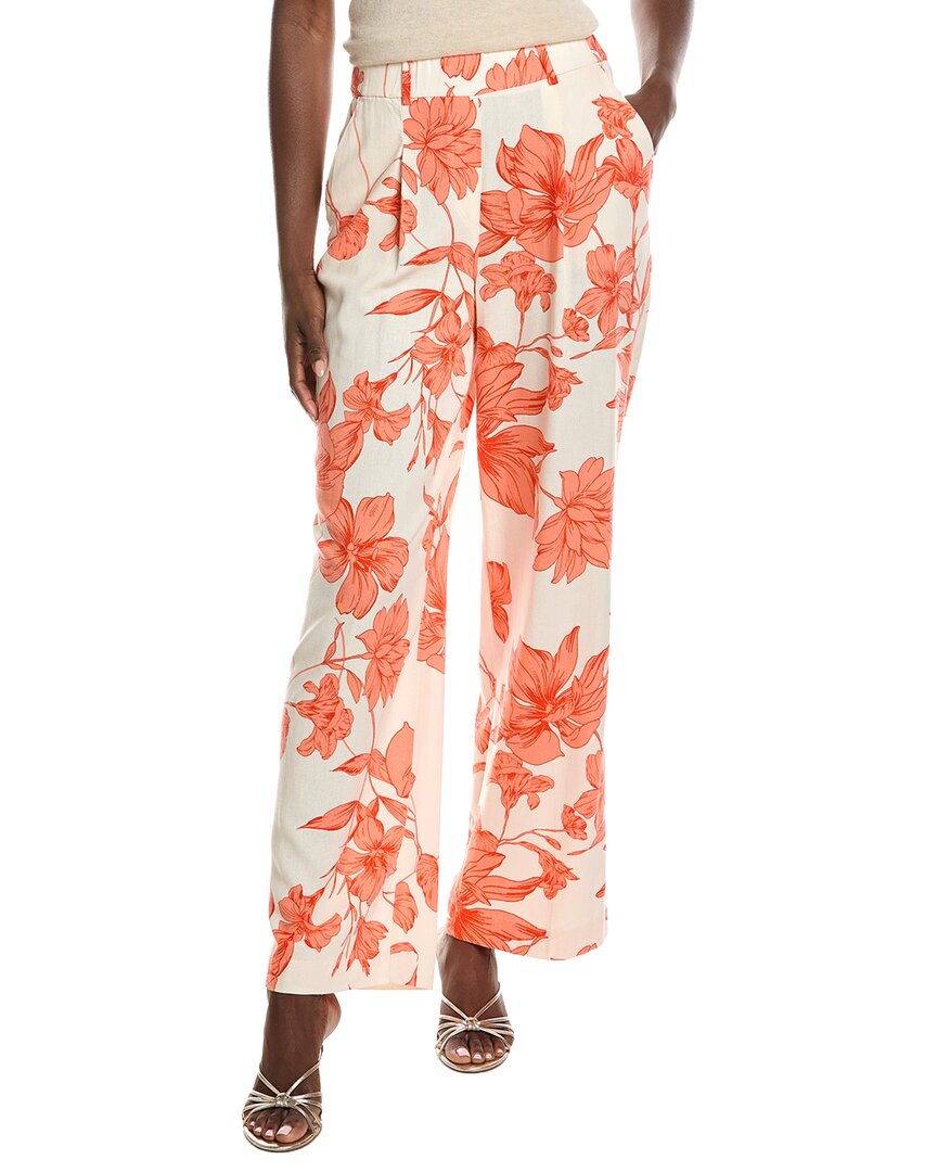 Laundry By Shelli Segal Blossoming Linen-Blend Pleated Pant