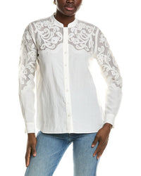 Elie Tahari Elie Tahari The Leslie Linen-Blend Blouse