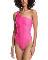 Milly Joni Textured Chevron One-Shoulder One-Piece