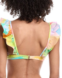 Milly Watercolor Paint Stroke Ruffle Bikini Top