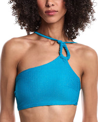Milly Metallic Lux One-Shoulder Chain Bandeau Bikini Top