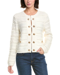 Milly Milly Textured Knit Wool-Blend Cardigan
