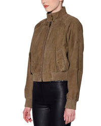 Walter Baker Womens Bowie Suede Jacket, Xs, Green