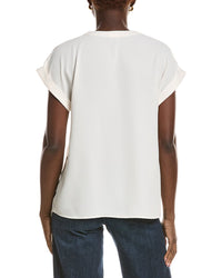 Jones New York V-Neck Extend Roll Cuff Blouse