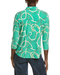 Jones New York 3/4-Sleeve Popover Printed Ity Jersey Top
