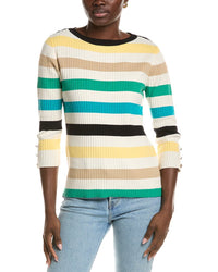 Jones New York Striped Boat Neck Top