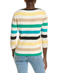 Jones New York Striped Boat Neck Top